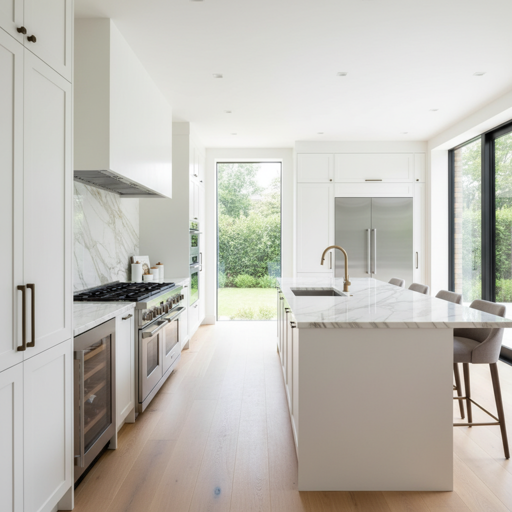 Luxury modern kitchen with Viking appliance repair focus